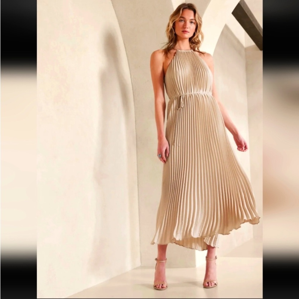 Banana Republic Halted pleated dress